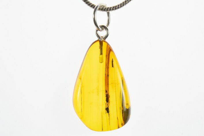 Polished Baltic Amber Pendant (Necklace) - Contains Three Flies! #311012